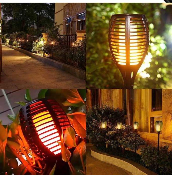 DUŻA Lampa imitująca OGIEŃ/Płomień wbijana w ziemię na SOLAR, Latarnia