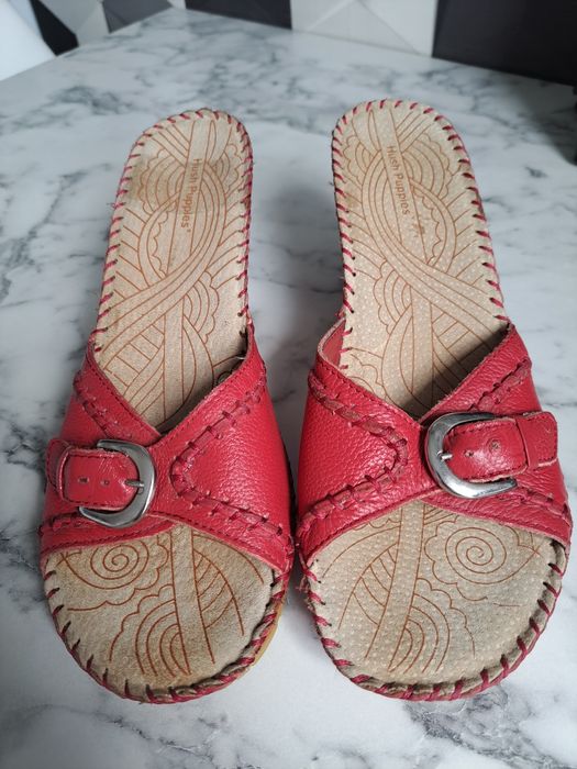 klapki skórzane czerwone