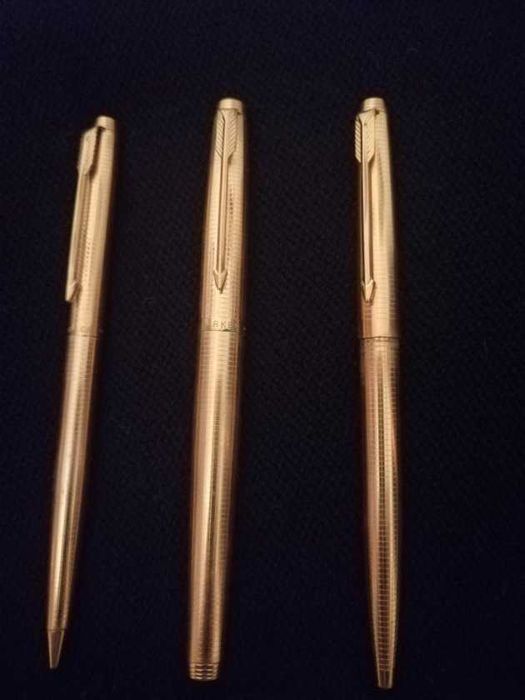 Conjunto canetas Parker 65 Consort Insígnia 14k Vintage Anos 70