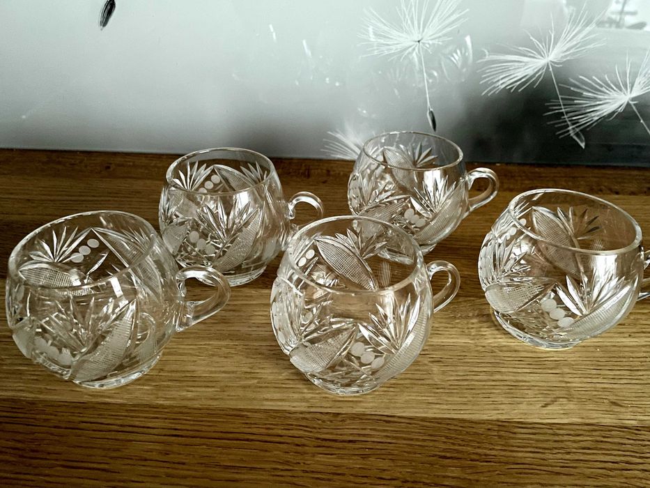 Kryształowe Filiżanki/Kubki - 5 szt. - do ponczu z okresu PRL-u