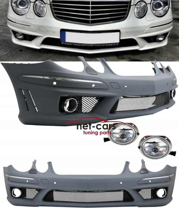Zderzak przedni PDC + halogeny MERCEDES W211 Lift 06- AMG E55 E63 E65