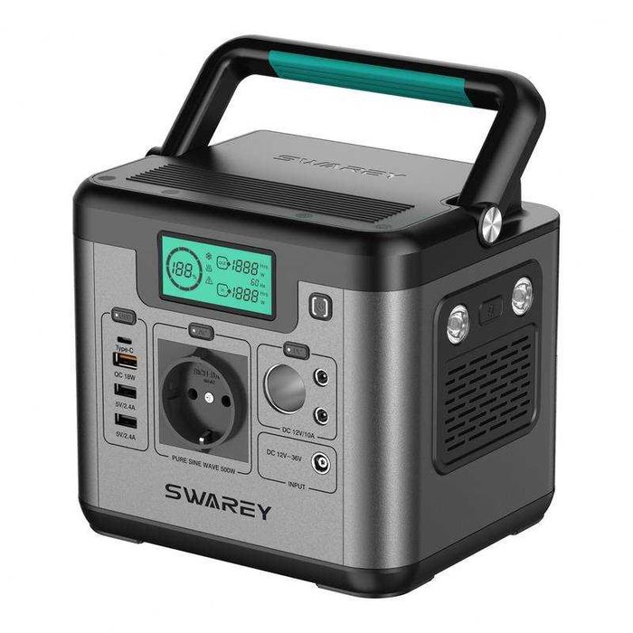 SWAREY S500 Pro 518Wh Generator Solar Powerbank 500W 230V AC USB-C ...