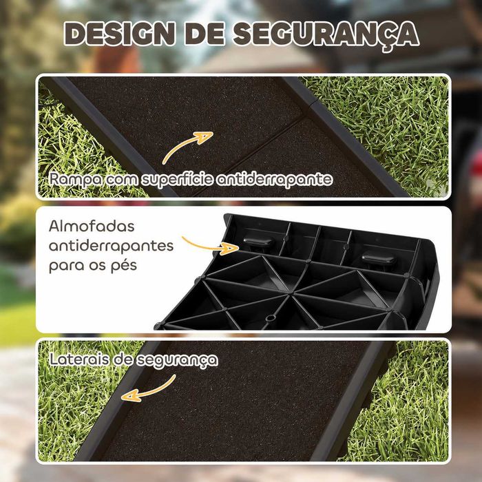 PORTES GRÁTIS - Rampa Dobrável para Cães 155 cm Antiderrapante para Carro e Camas Altas