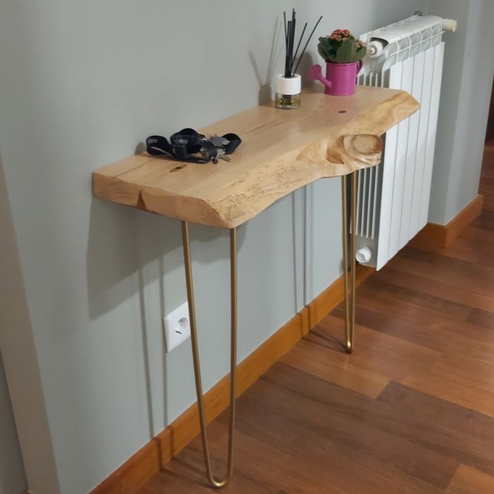 Consola de hall madeira natural 80 x 30 x 70 cm