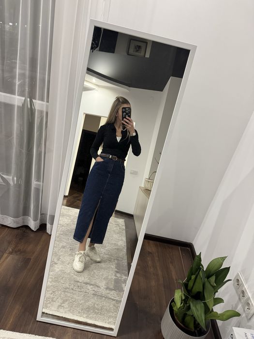 Джинсова спідниця юбка миди s як zara