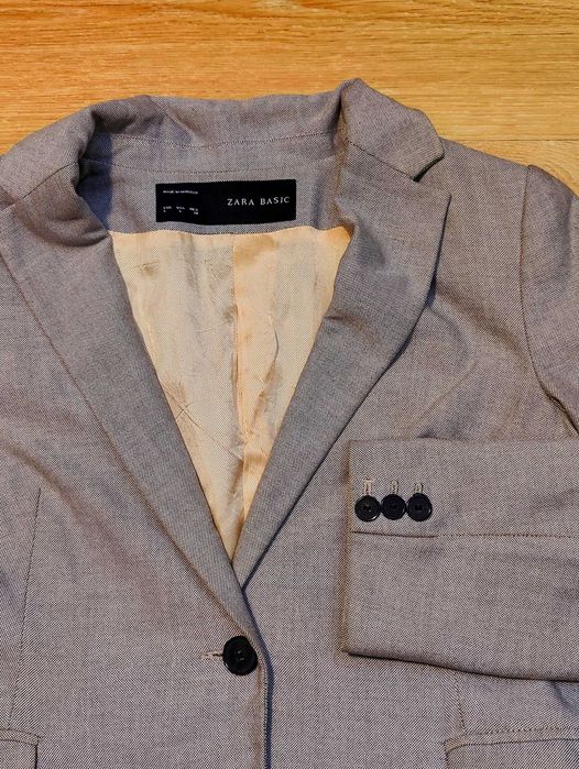 Blazer tipo Twede Cinza e rosa salmão Zara Basic, L / 30