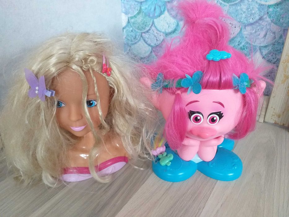 Lalka głowa do czesania + głowa Poppy Trolle