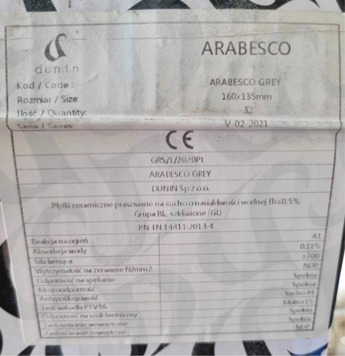 Płytki ścienne  Dunin ARABESCO GREY