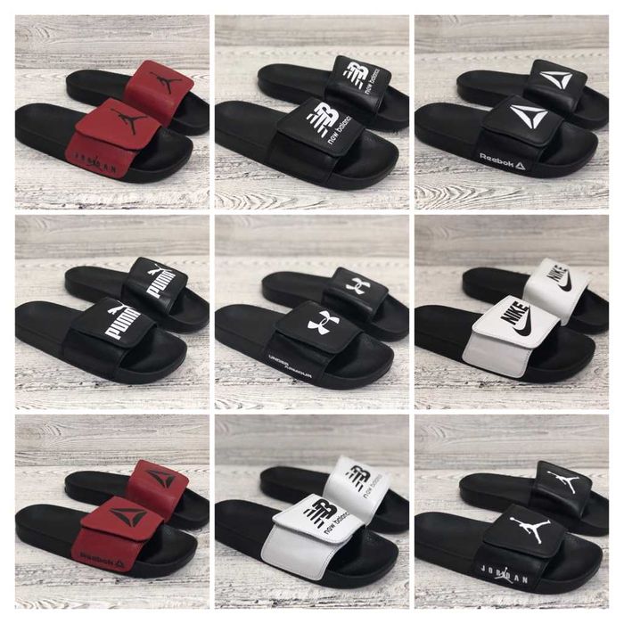 Чорні та білі шльопанці на липучці. Натуральна шкіра! Гарантія. р40-45