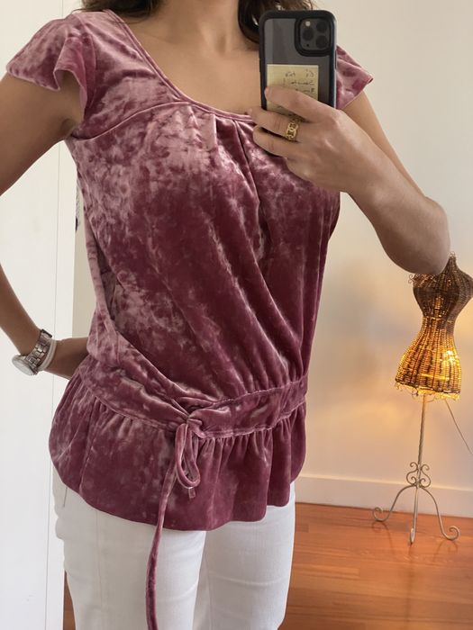 Blusa em veludo cor de rosa