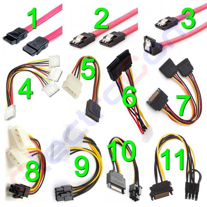 Кабель, перехідник для ПК - SATA, Molex, 6pin, 8pin