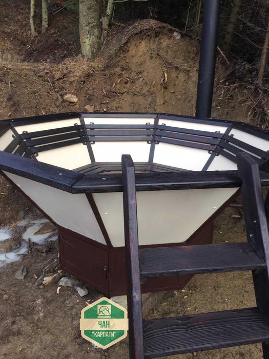 Чан з нержавійки карпатський на дровах СПА купіль для лазні бані сауни