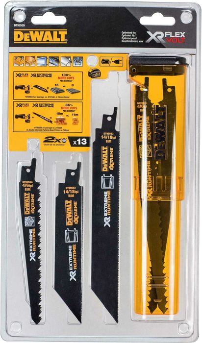 DeWALT DT99550 Набір полотен пиляльних DeWALT, EXTREME RUNTIME, для шабельних пил 13 шт у боксi