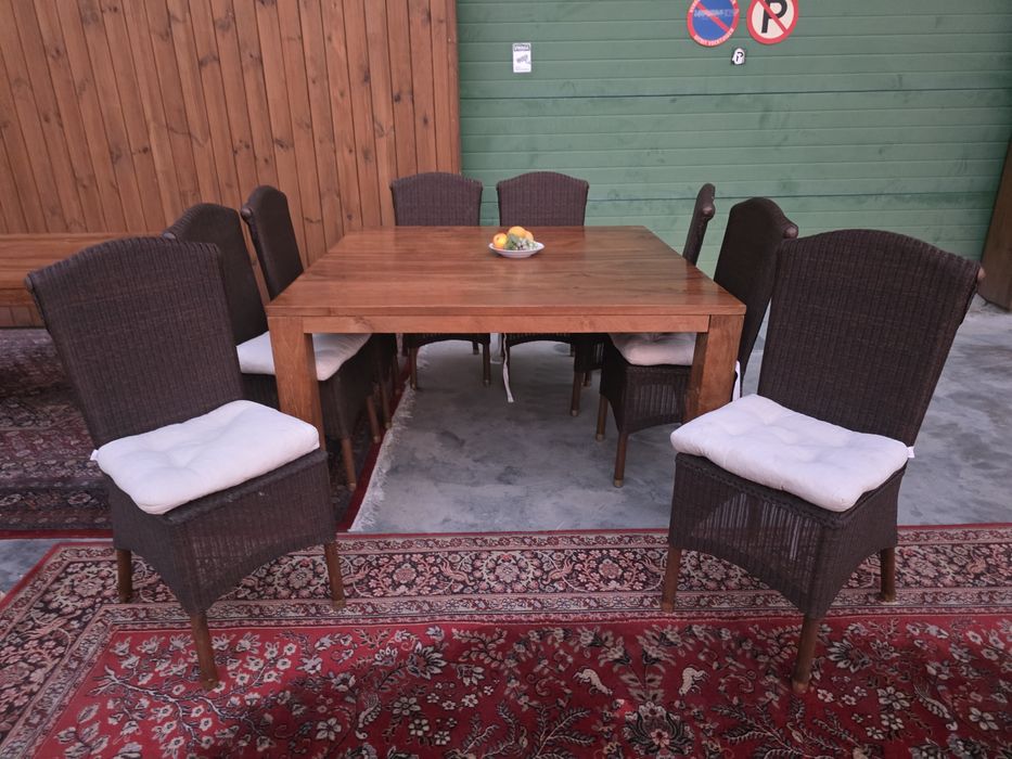 Kolonialny stół kwadratowy 140 cm tekowy #1675 Stylowy Węgrów