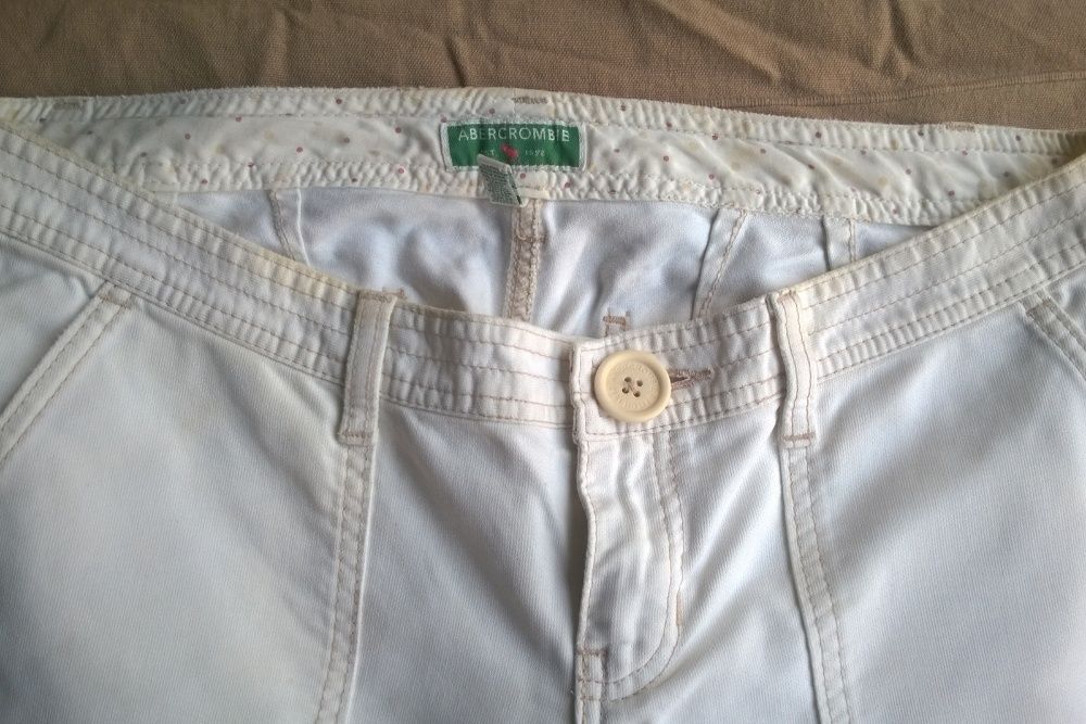 ABERCROMBIE spodnie damskie bawełna 3/4,białe_r.38/40