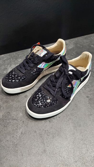 Diadora heritage 36.5 ale 37 czarne z cekinami zamsz skóra sneakersy