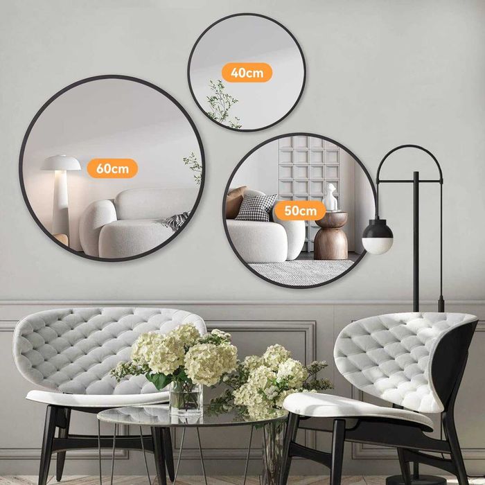 Nowe lustro okrągłe TEMFAU / czarne / średnica 50cm !495!