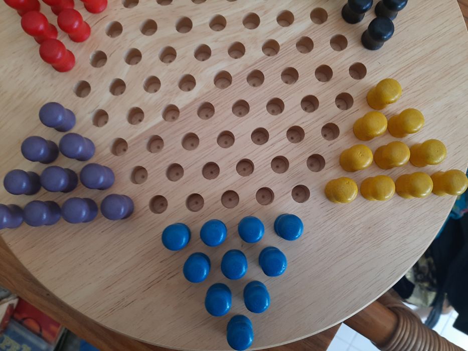 Jogo Chinese Checkers, solid wood, diâmetro 29cm
