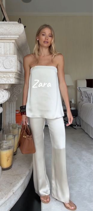 Zara новий атласний костюм L на M зара