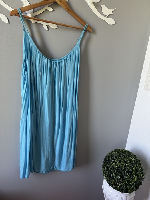 Sukienka z wiskozy letnia niebieska na ramiączkach XL/XXL