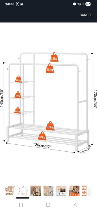 Cabide para guardar calçado e roupa. Como novo!