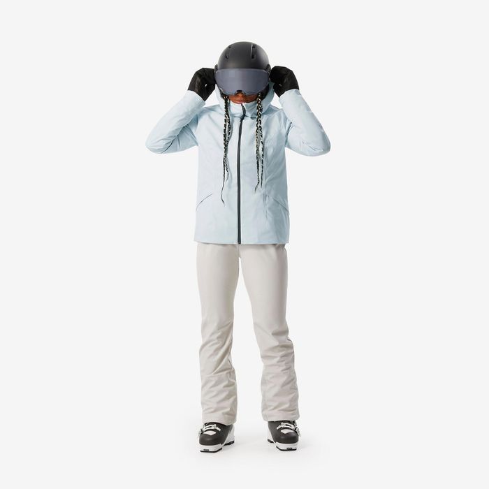 Calças de ski quentes e justas mulher, 500 bege