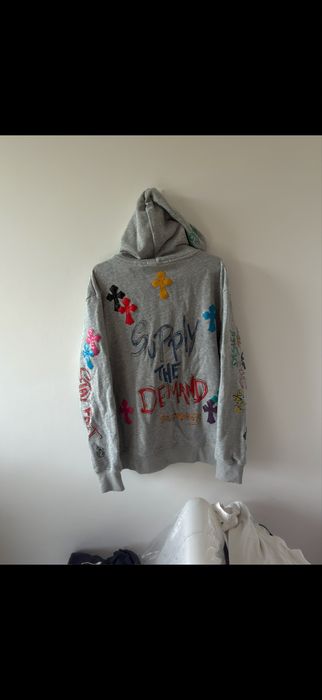Szara bluza chrome hearts x matty boy L grey hoodie cross