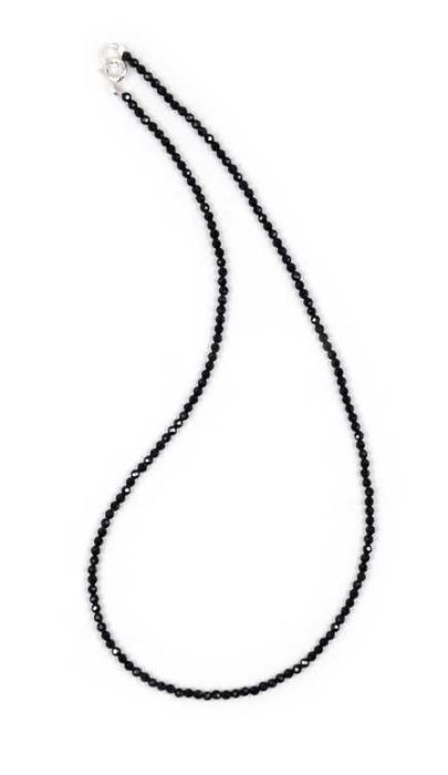 Naszyjnik z naturalnych CZARNYCH TURMALINÓW kulki fasetowane 3mm