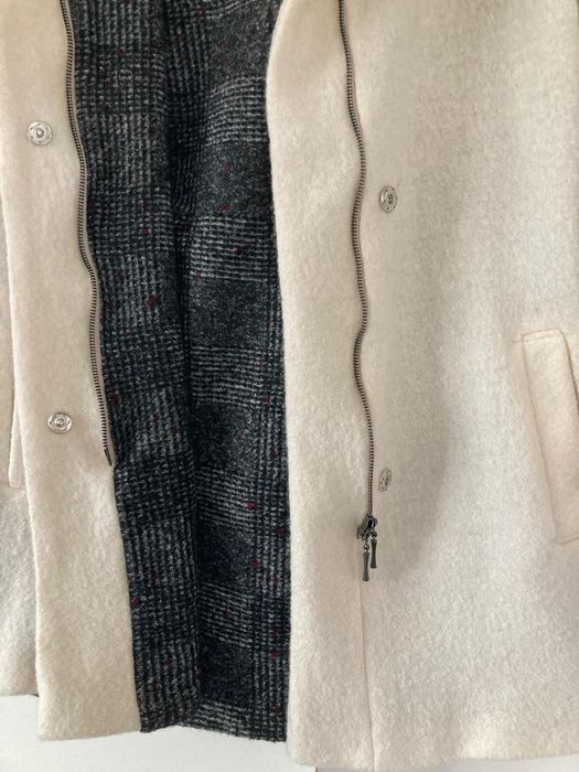 Naturalny damski płaszcz  36 kaptur 100% wełna parzona wool merino