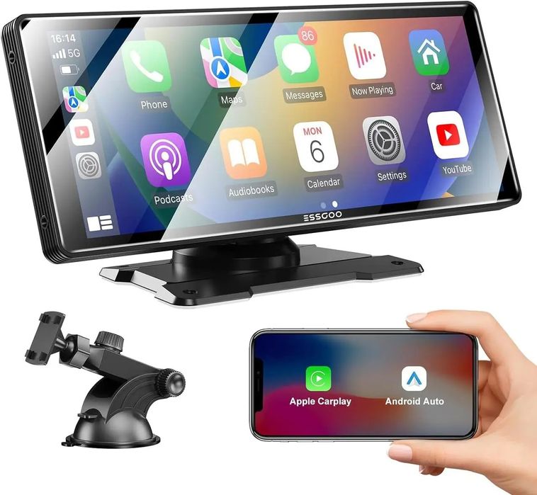 Автомобильный дисплей ESSGOO TS0001 10.26 CarPlay Android Auto беспроводной IPS экран WiFi Bluetooth