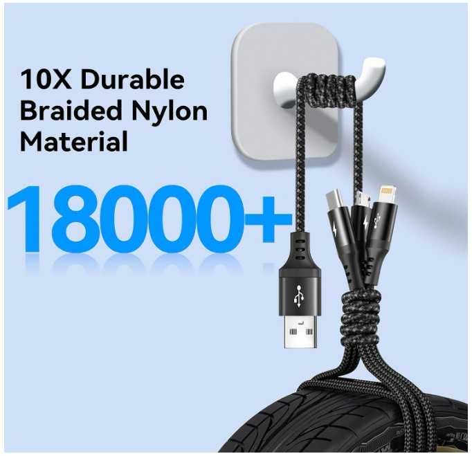 Kabel 3 w 1 USB A na USB C/micro/Lightning 120cm UZAHSK