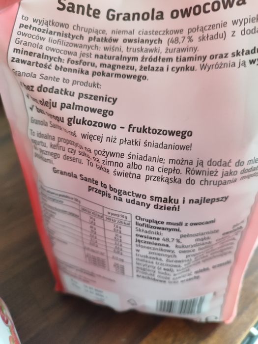 Granola Sante z owocami/czekoladą