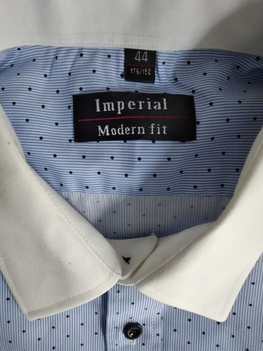 Elagancka błękitna koszula męska R44 (176-182cm) niebieska