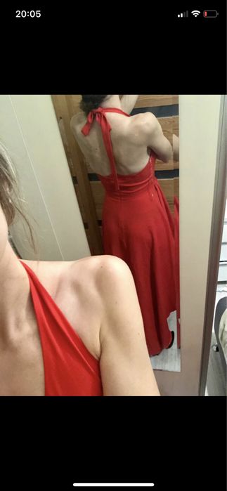 Asymetryczna czerwona długa (maxi) sukienka Emo 36