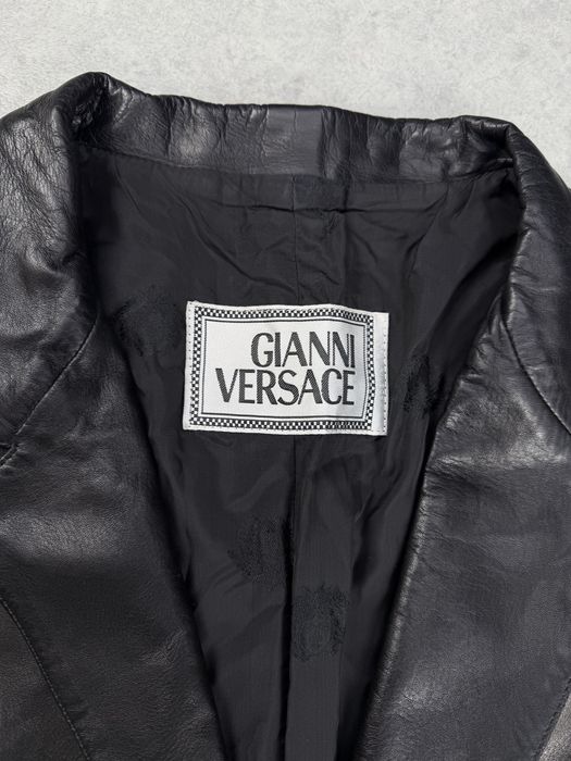 Vintage Gianni Versace Black Leather Blazer Jacket куртка шкіряна плащ