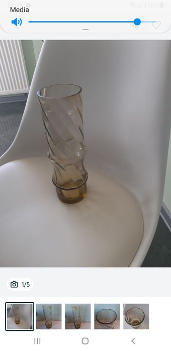 Wazon prl bursztynowy szkło wady odprysk rant wysoki szkło vintage pie