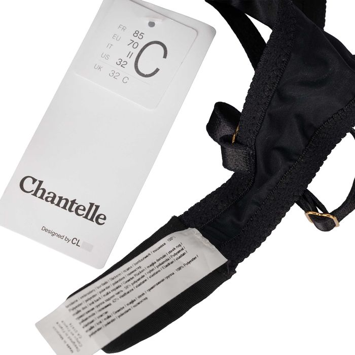 Biustonosz Chantelle 70C czarny z haftem push-up NOWY outlet
