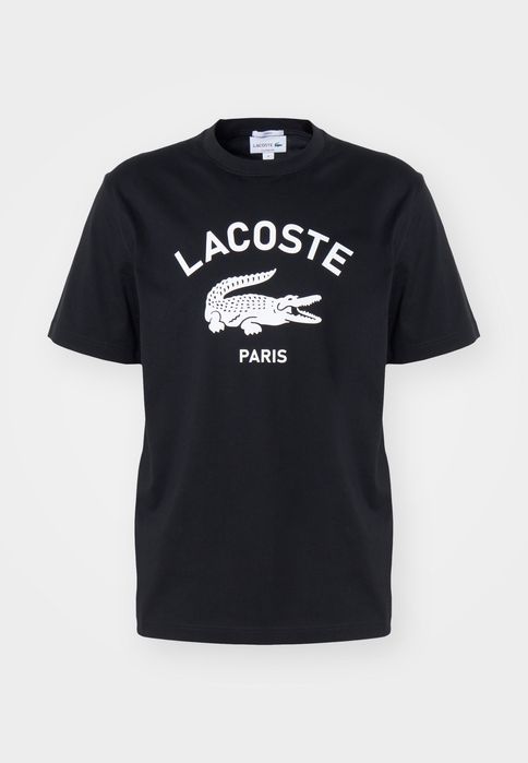 Lacoste 40 L T-Shirt Czarny 100% Bawełna Th2733 Paris Logowany D2346