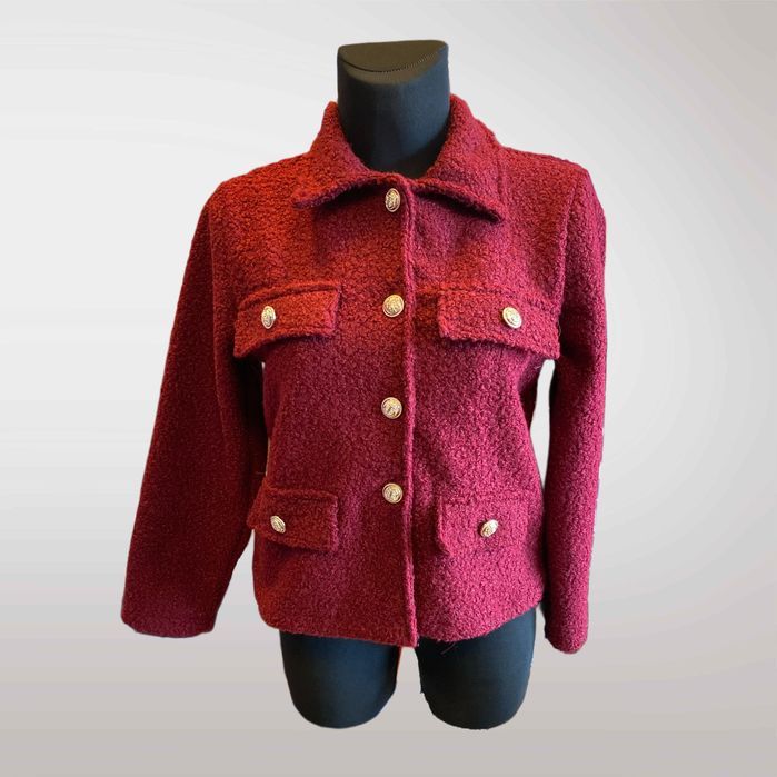 Kurtka Damska Bluza Guziki Kieszenie Beżowy