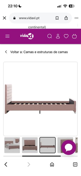 Estrutura de cama 120x200 cm veludo rosa+ colchao 120x200 cm