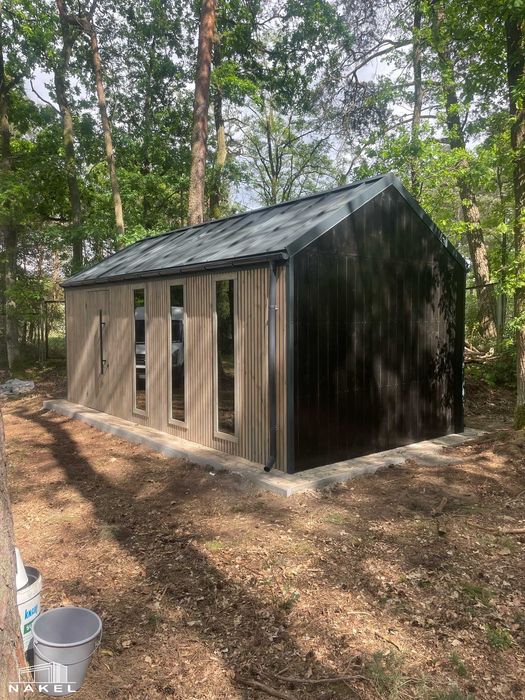 Nowoczesny domek narzędziowy, altana, drewutnia, stodoła, lamele