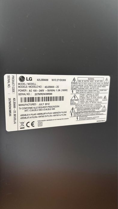 Televisão LG 42". Modelo: 55B4