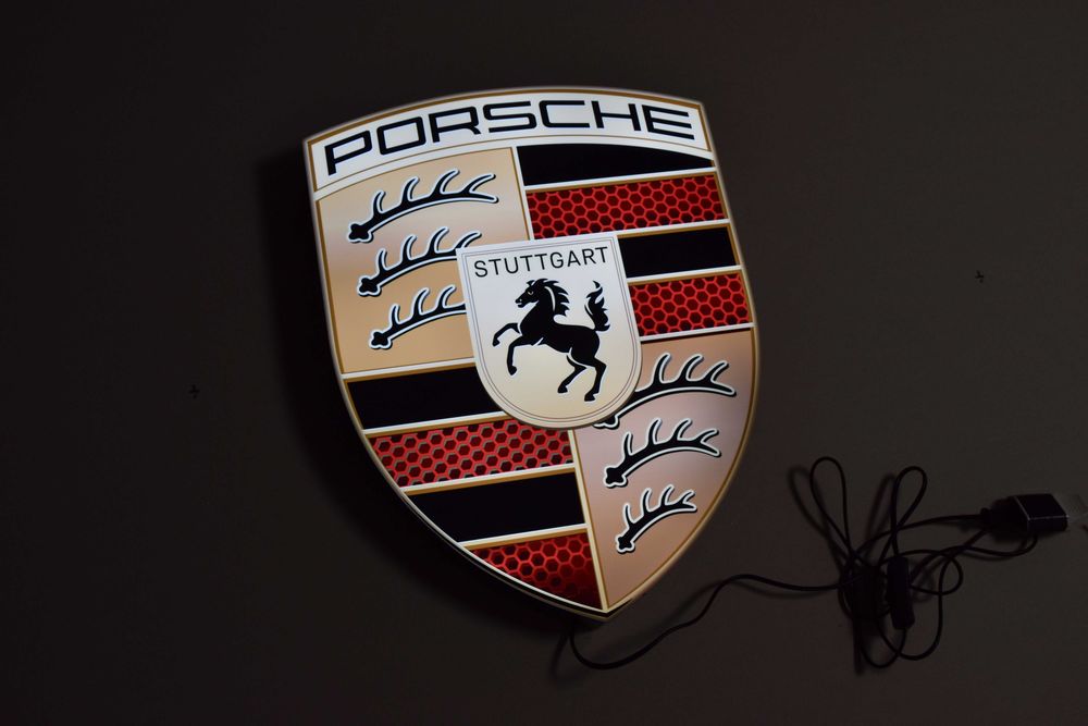 Logo LED, Reklama PORSCHE, Neon, Plafon, Lampa, Baner, Szyld, Obraz 3D