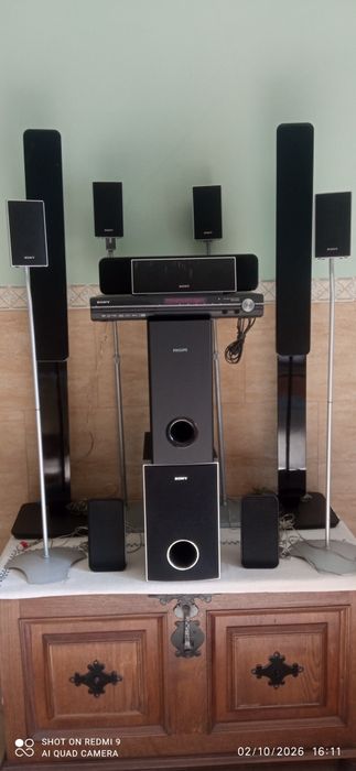 Vendo Home cinema Sony 5.1 850W com suporte de colunas  + colunas Philips 5.1