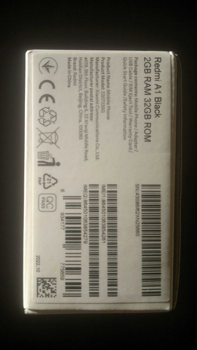 NOWY nieotwierany Xiaomi Redmi A1 BLACK 2GB/32GB BEZ SIMLOCKA PLOMBA