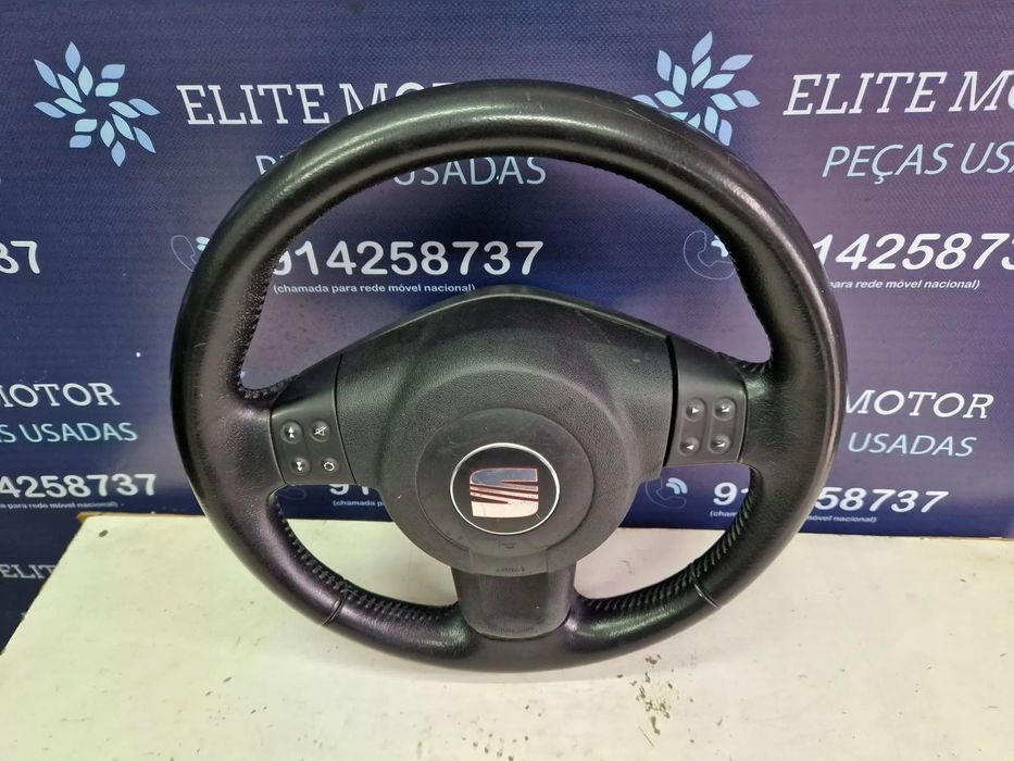 Volante usado pele com airbag SEAT LEON 1P multifunções ALTEA