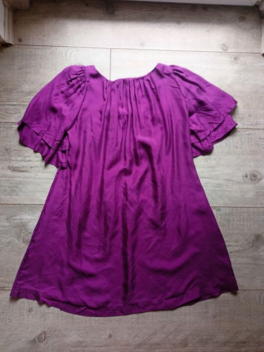 Sukienka jedwab 100% marki designers remix, kolor mocny fiolet, s m
