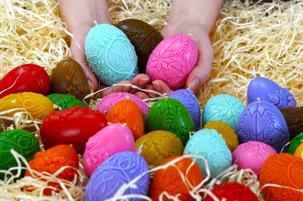 Великодні свічки, Пасхальні яйця, свічка заєць, свічка паска, свічки