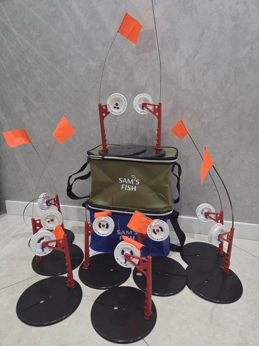 АкцияЖерлица оснащенная   +сумка  рыболовная  с стопором хорошее качес