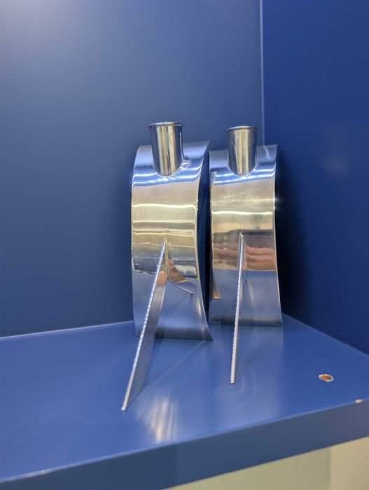 Par de castiçais em prata de lei - Design contemporâneo